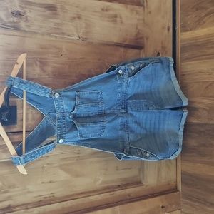 Denim short overalls